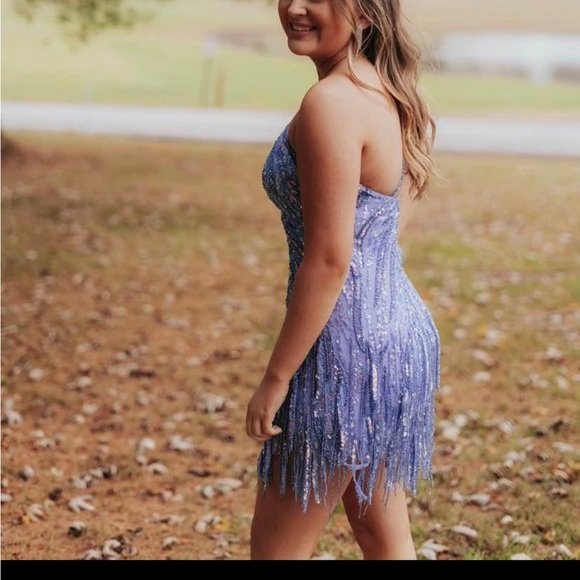 Blue Sherri Hill dress, size 00 - Picture 3 of 8